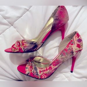 Colorful Pink Heels with Jewels Size 6